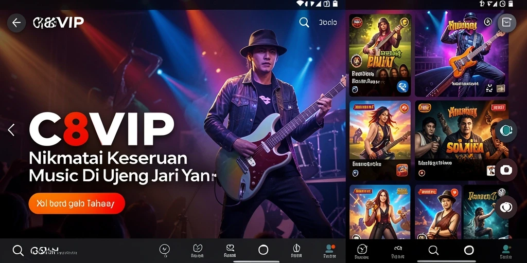 Tampilan screenshot C8VIP yang menampilkan gameplay interaktif musik.