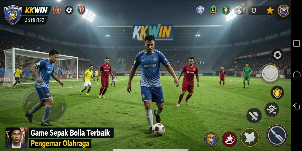 Tampilan gameplay KKWIN dengan aksi sepak bola yang dinamis dan menarik.