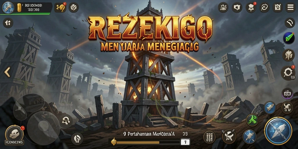Tampilan permainan REZEKIGO yang menegangkan dalam genre Tower Defense.