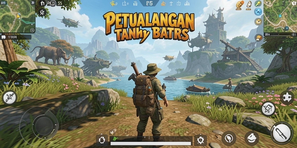Tampilan gameplay epik dalam dunia terbuka yang mengesankan.