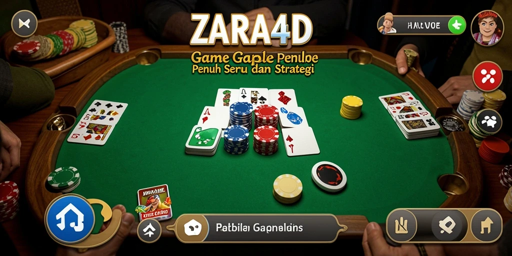 Tangkapan layar gameplay ZARA4D yang menampilkan pertandingan Gaple yang seru.